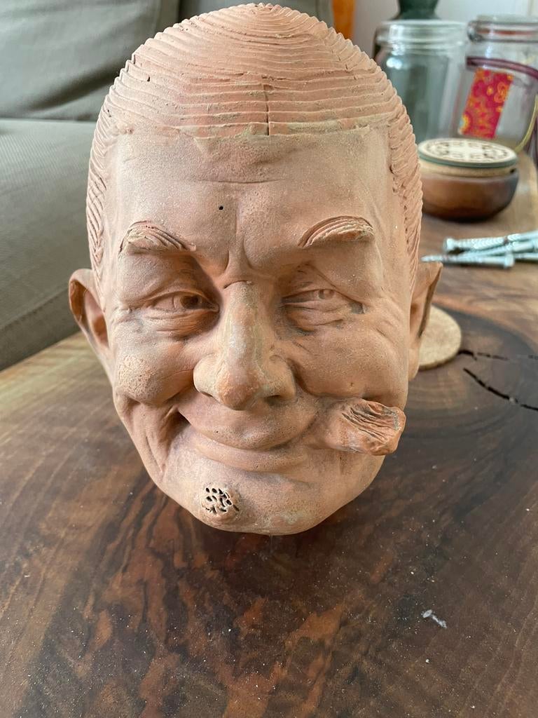 Grashoofd (terracotta) jaren 30, Ophalen of Verzenden
