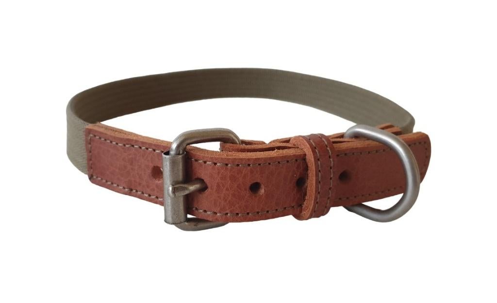 ANIMAL BOULEVARD Halsband Nek 52-60 cm Cognac-Groen -45%!!!, Ophalen of Verzenden, Handgemaakt, Nieuw