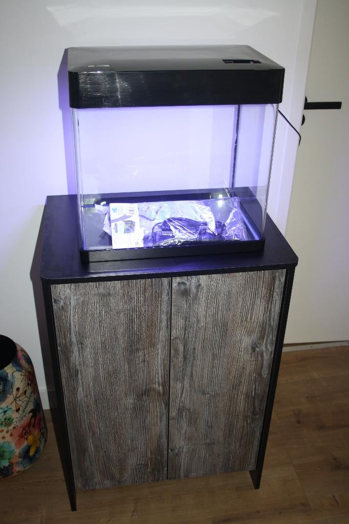 Aquarium superfish panorama 50 met dubbele onderkast, Ophalen, Gebruikt, Leeg aquarium, Inclusief deksel