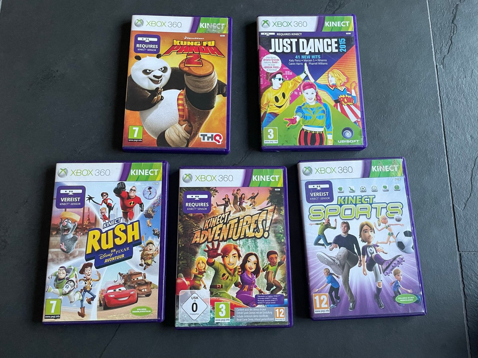 Xbox 360 Kinect Games: Kung Fu Panda, Just Dance, Rush, Adve, Gebruikt, Overige genres, Eén computer, Ophalen of Verzenden