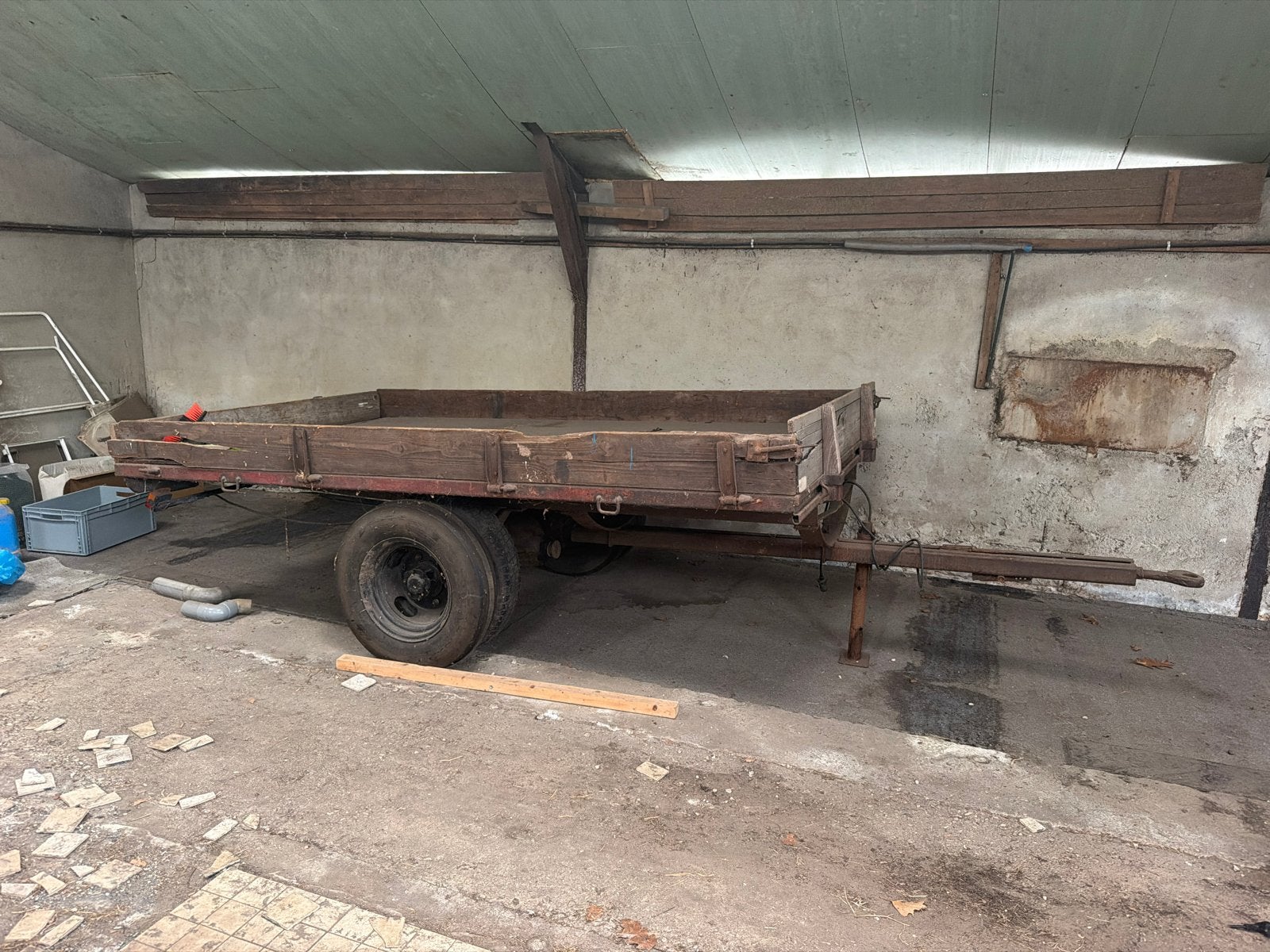 Oude houten aanhangwagen - kar, Ophalen, Gebruikt