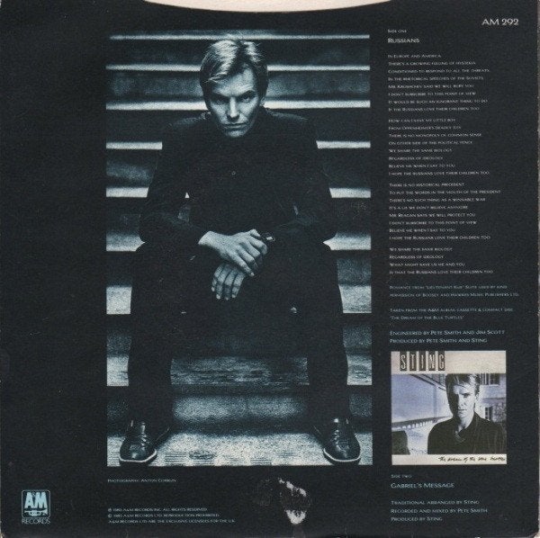 Sting - russians, Cd's en Dvd's, Vinyl Singles, 7 inch, Ophalen of Verzenden, Zo goed als nieuw, Pop