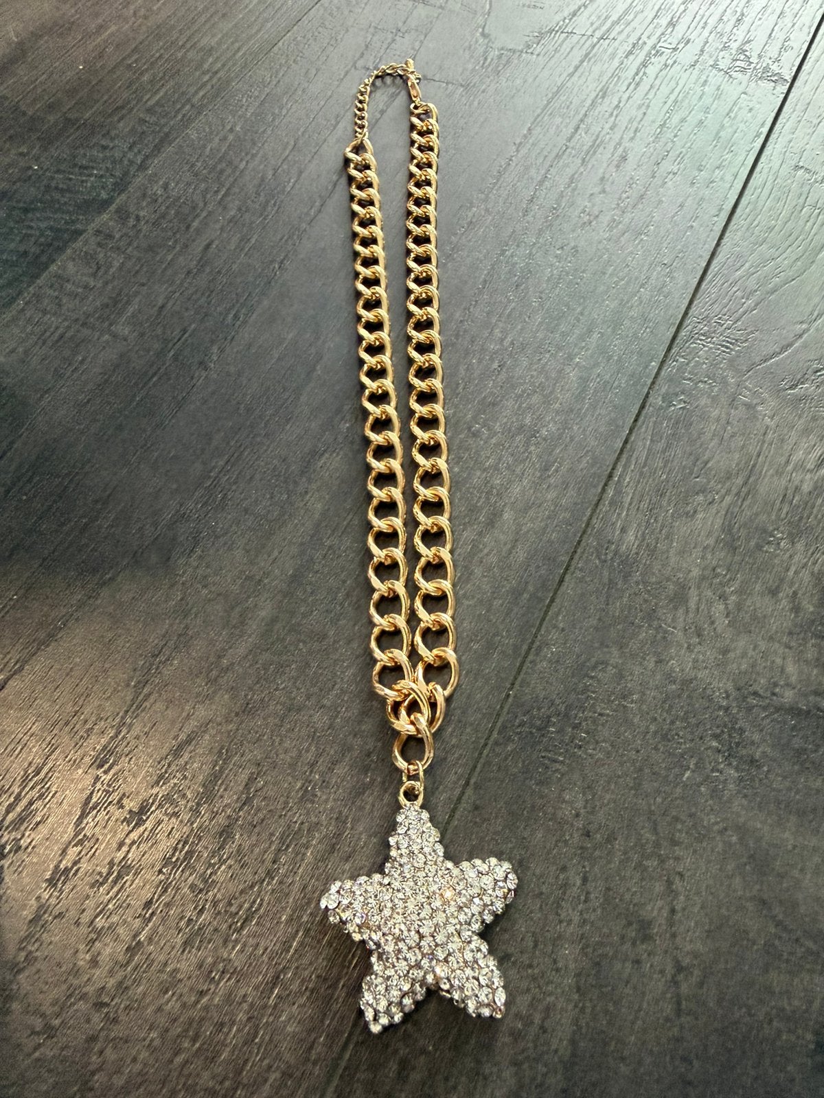 Partij 6 stuks ketting strass ster 47/4, Overige materialen, Nieuw, Ophalen of Verzenden, Zilver