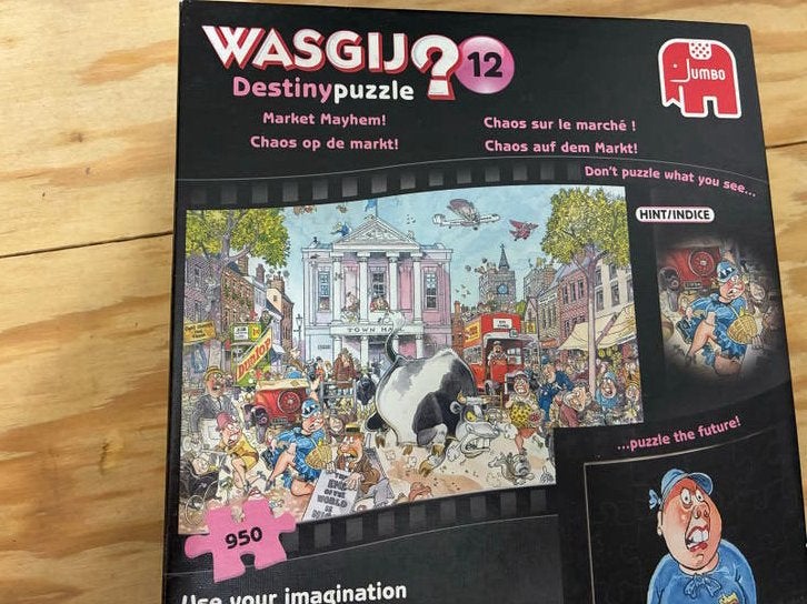 Wasgij Destiny 12: Chaos op de Markt! (950 stukjes), Ophalen, 500 t/m 1500 stukjes, Gebruikt, Legpuzzel