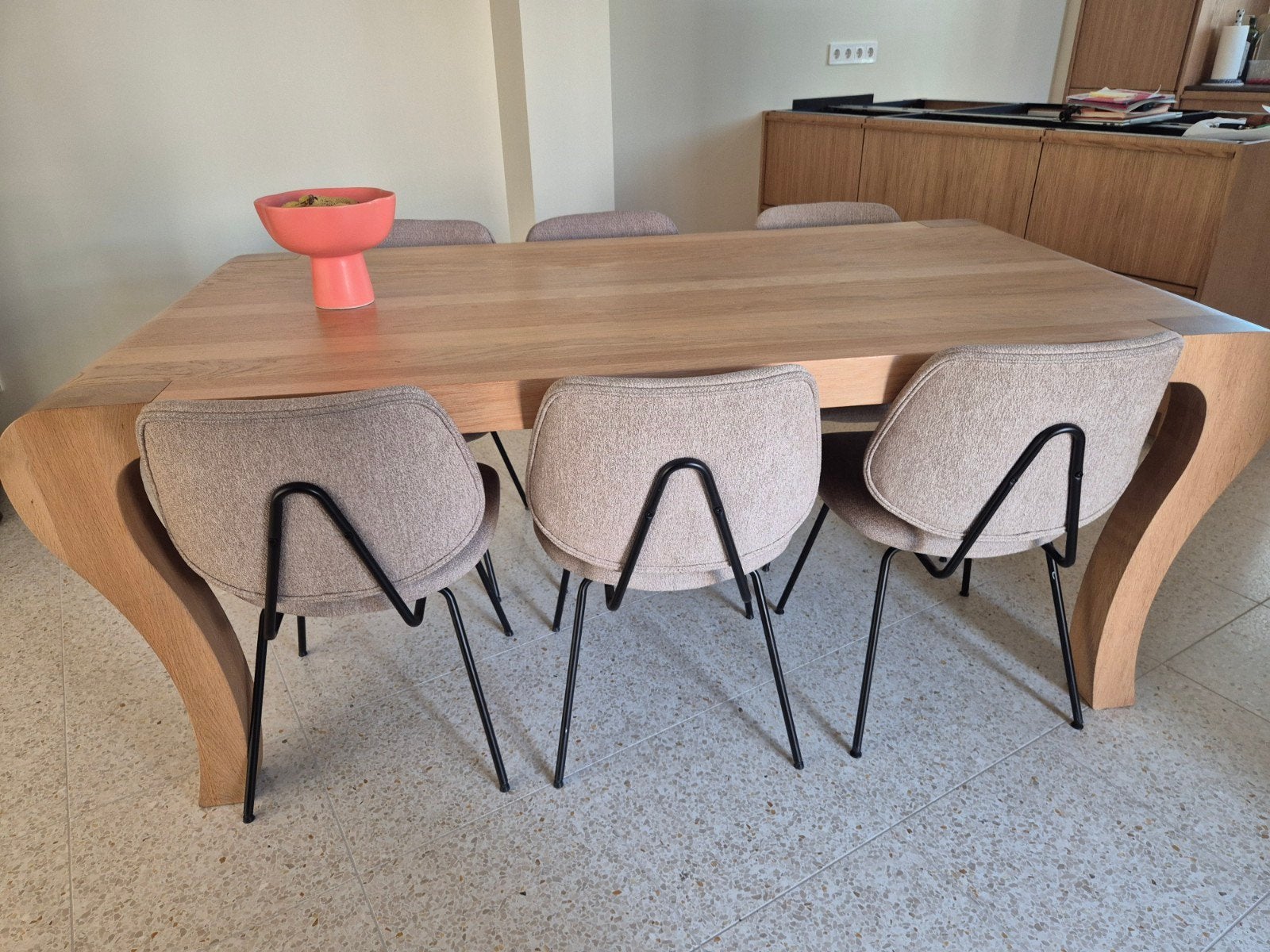 Massief eiken eettafel van Goossens, Huis en Inrichting, Tafels | Eettafels, Gebruikt, 100 tot 150 cm, Eikenhout, 200 cm of meer