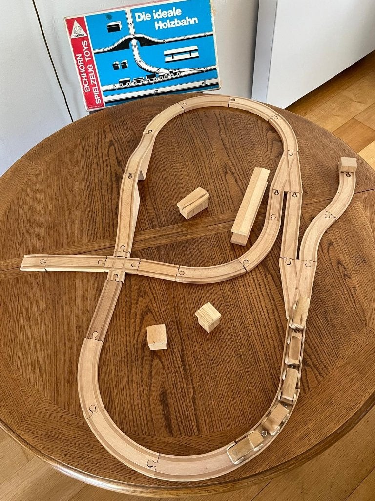 Vintage houten trein van Eichhorn, Ophalen of Verzenden, Gebruikt, Duw- of Trekspeelgoed