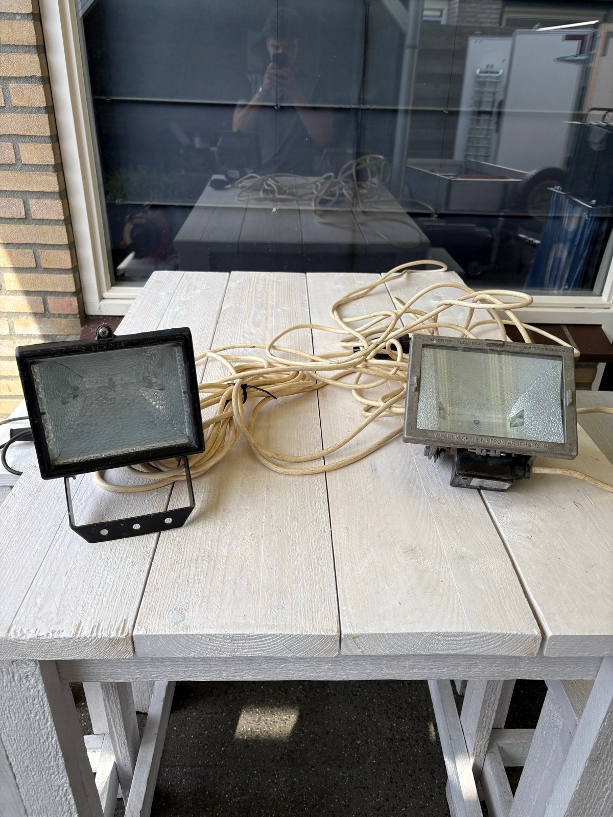 Set van 2 Halogeen Bouwlampen - 500W per stuk, Ophalen of Verzenden, Gebruikt, 500 watt of meer, Lamp met armatuur