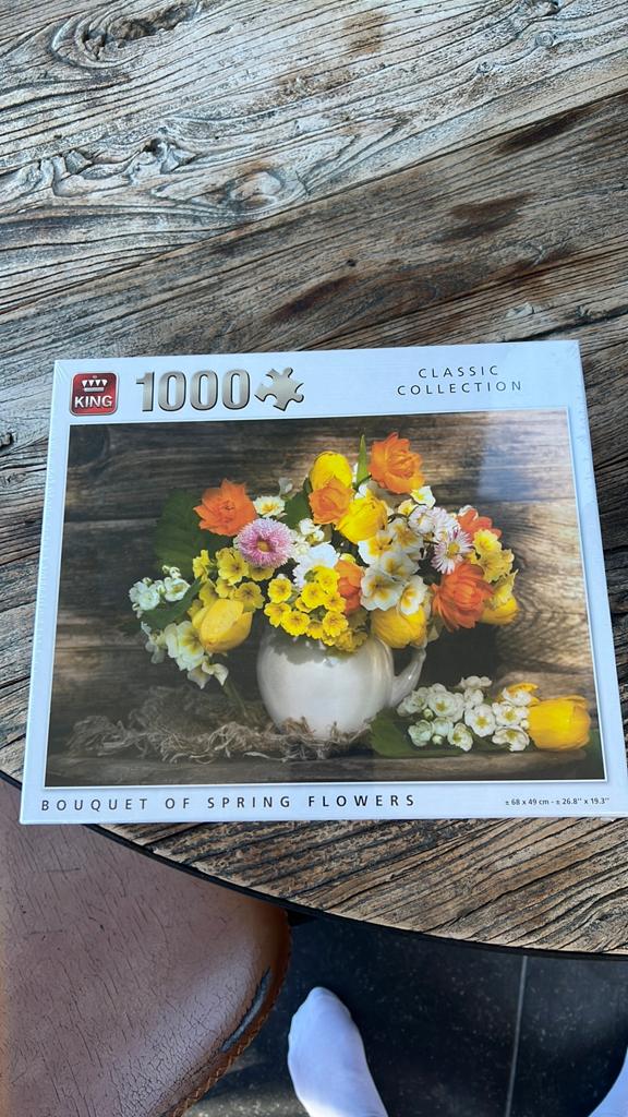 King 1.000 stuks puzzel Biuquet of spring flowers, Ophalen of Verzenden, 500 t/m 1500 stukjes, Zo goed als nieuw
