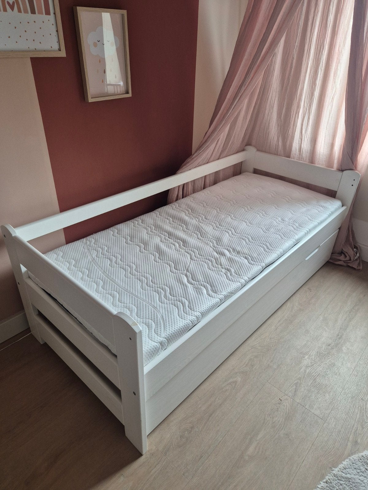 Peuterbed 160x70 cm met matras en grote onderlade, Gebruikt, 70 tot 85 cm, 160 tot 180 cm, Ophalen