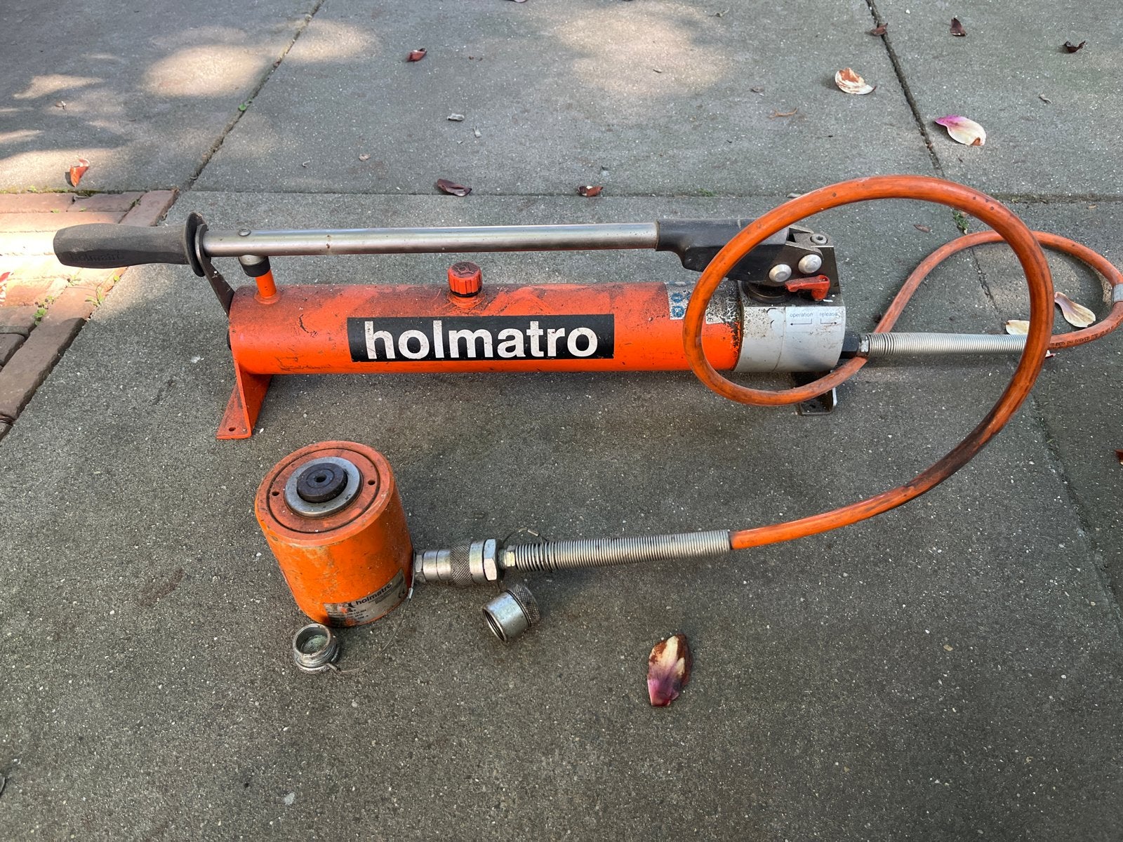 Holmatro htw 1800 B hydraulische handpomp met cilinder, Ophalen, Gebruikt, Overige typen, Overige merken