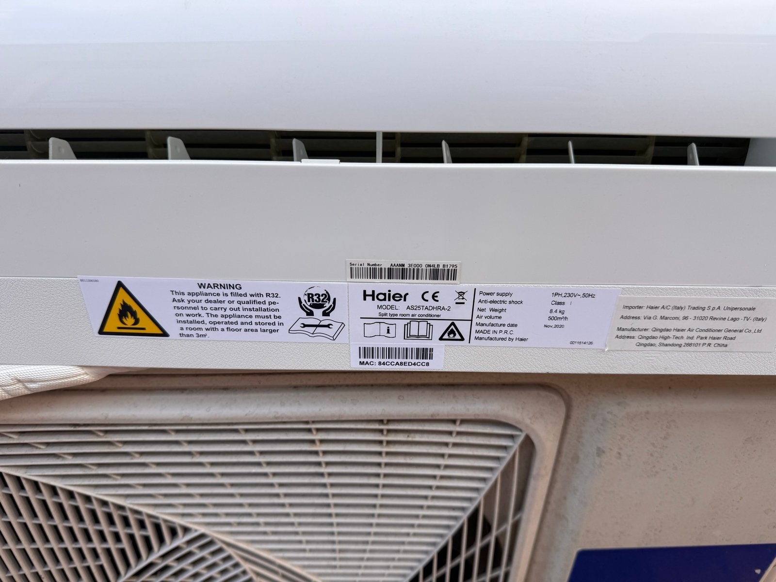 Haier Airco - Koelen en Verwarmen - Split Unit, Ophalen, Gebruikt, Minder dan 60 m³, 3 snelheden of meer