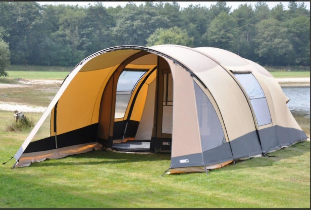 Baco Luxe Familietent van katoen met luifel!!, Caravans en Kamperen, Ophalen, Gebruikt, Tot en met 4