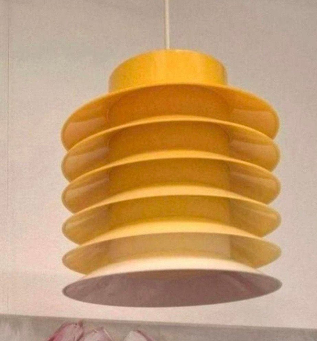 Deense vintage gele schalen hanglamp., Ophalen of Verzenden