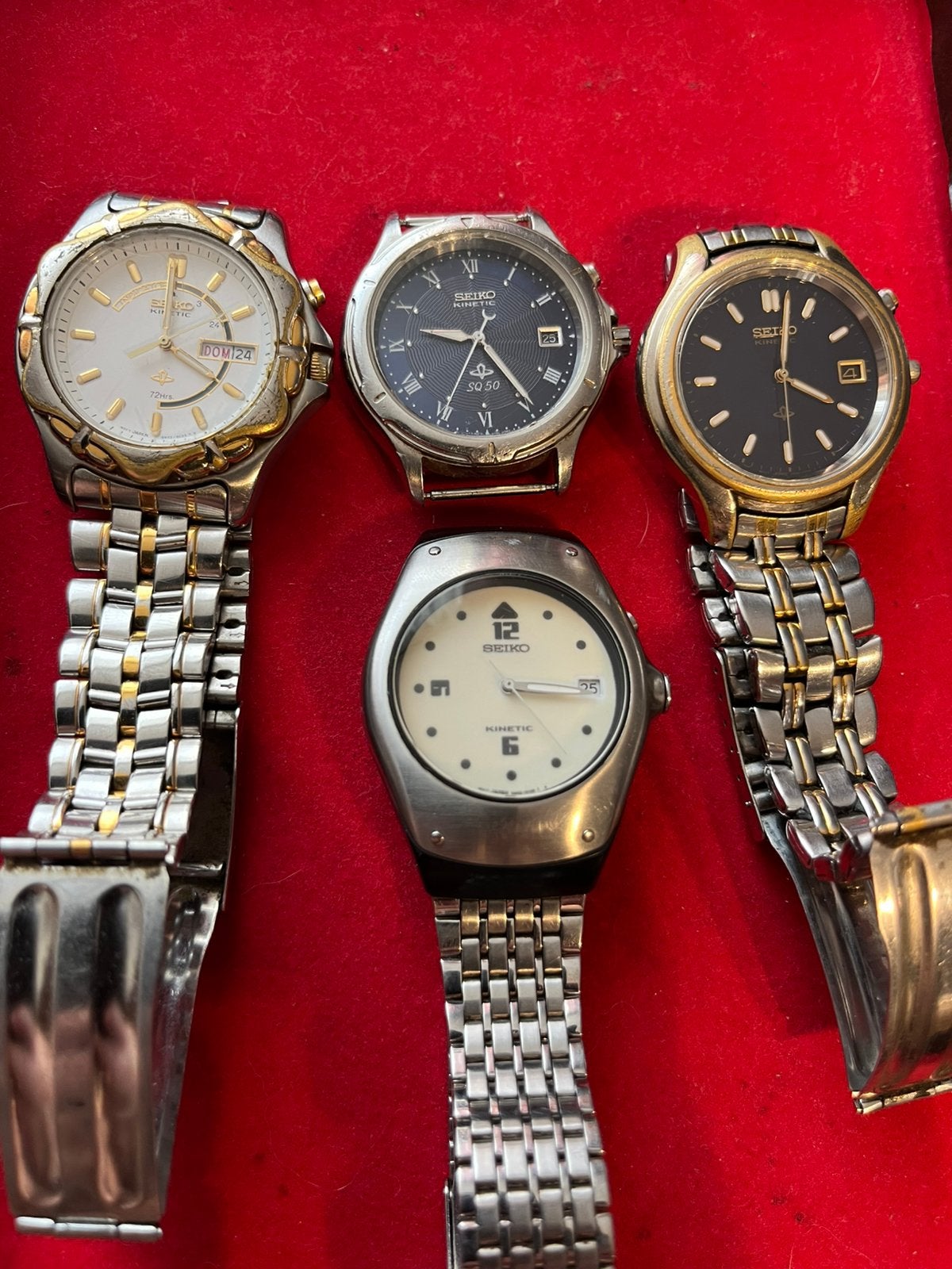 Lot 4 Seiko Kinetic, Ophalen of Verzenden, Staal, Seiko, 1960 of later