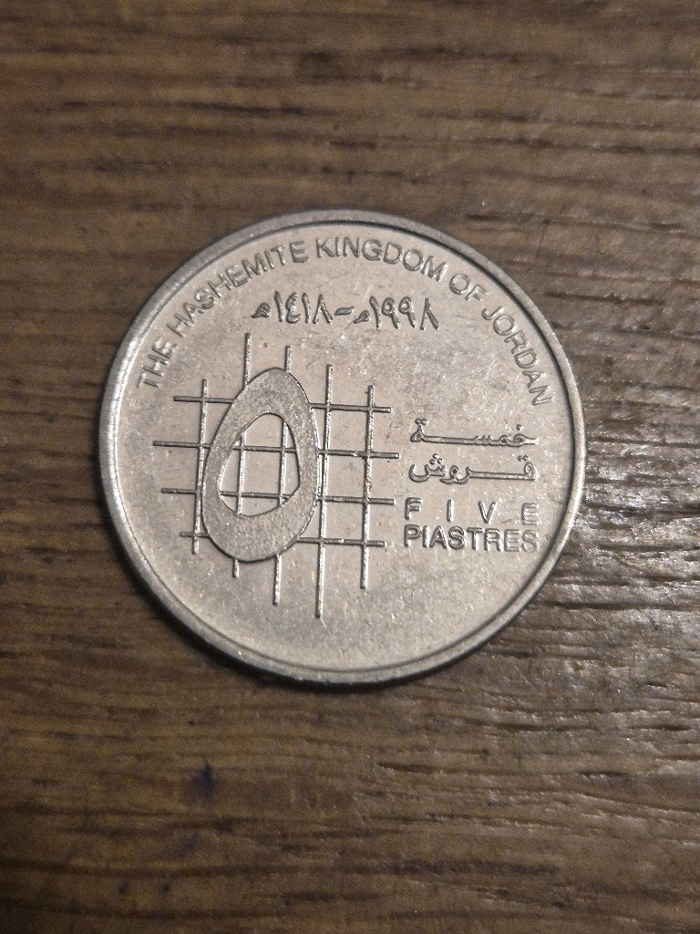 Jordanië - 5 Piastres 1998, Postzegels en Munten, Ophalen of Verzenden, Midden-Oosten