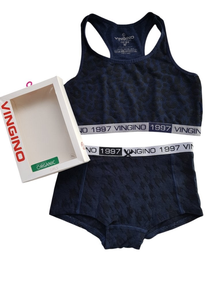 Mooi blauw VINGINO setje racer top met boxer mt XL/152-164., Nacht- of Onderkleding, Nieuw, Vingino, Verzenden