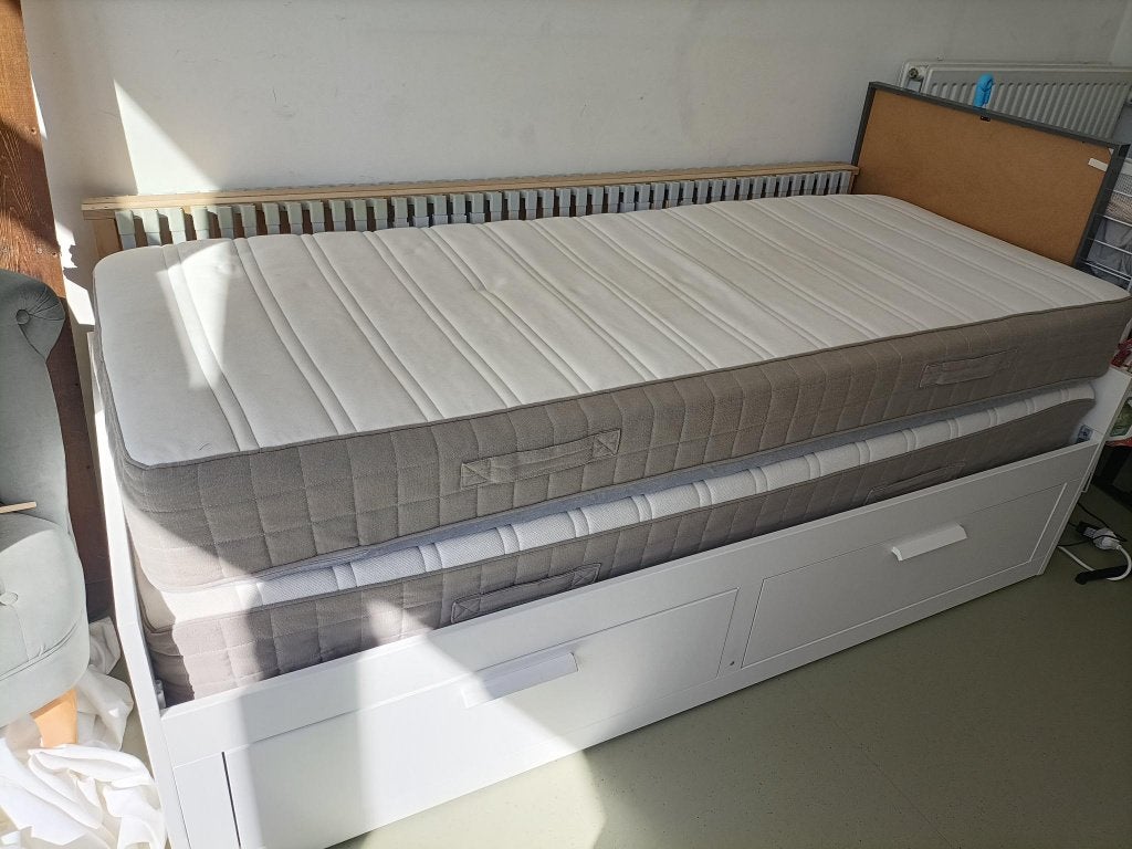 IKEA Brimnes uitschuif bed, Ophalen, Gebruikt, 90 cm, Wit