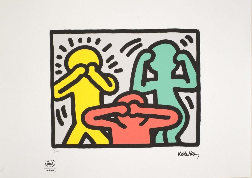 Keith Haring (After) - Horen-Zien-Zwijgen, Ophalen of Verzenden
