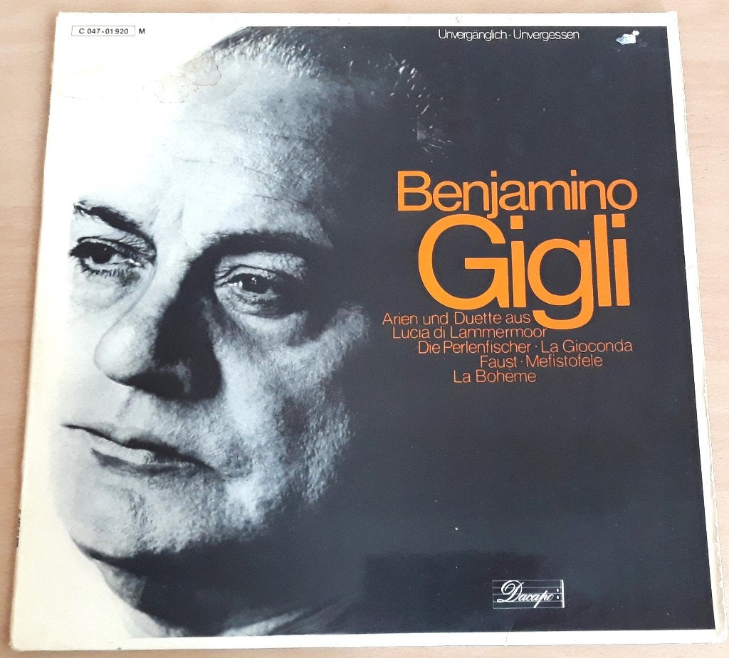 Benjamino Gigli ‎– Arien Und Duette Aus ..., LP, Kamermuziek, Ophalen of Verzenden, Zo goed als nieuw