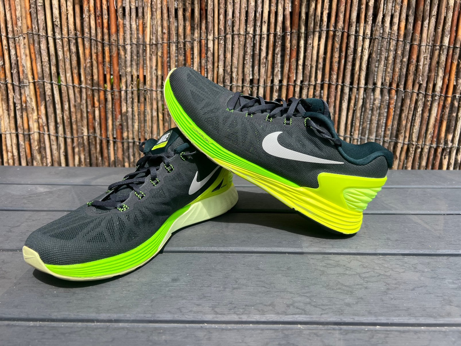 Hardloopschoenen Nike Lunarglide 6 – Zwart/Neon Volt, Ophalen of Verzenden, Zo goed als nieuw, Hardlopen, Hardloopschoenen
