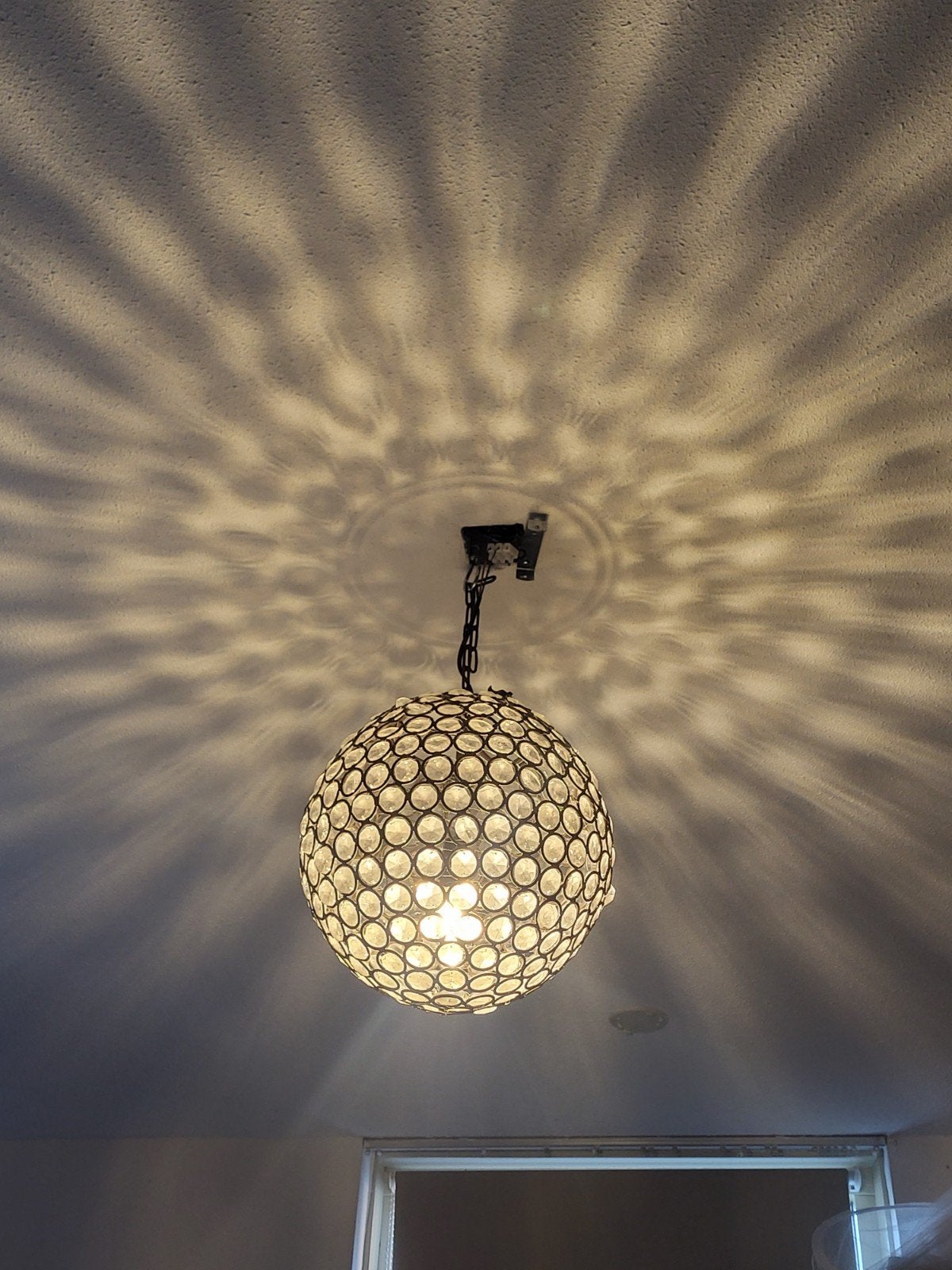Sfeervolle zwarte kristallen bol hanglamp / Oosterse stijl, Huis en Inrichting, Hanglamp, Ophalen of Verzenden, Bruin, Zo goed als nieuw