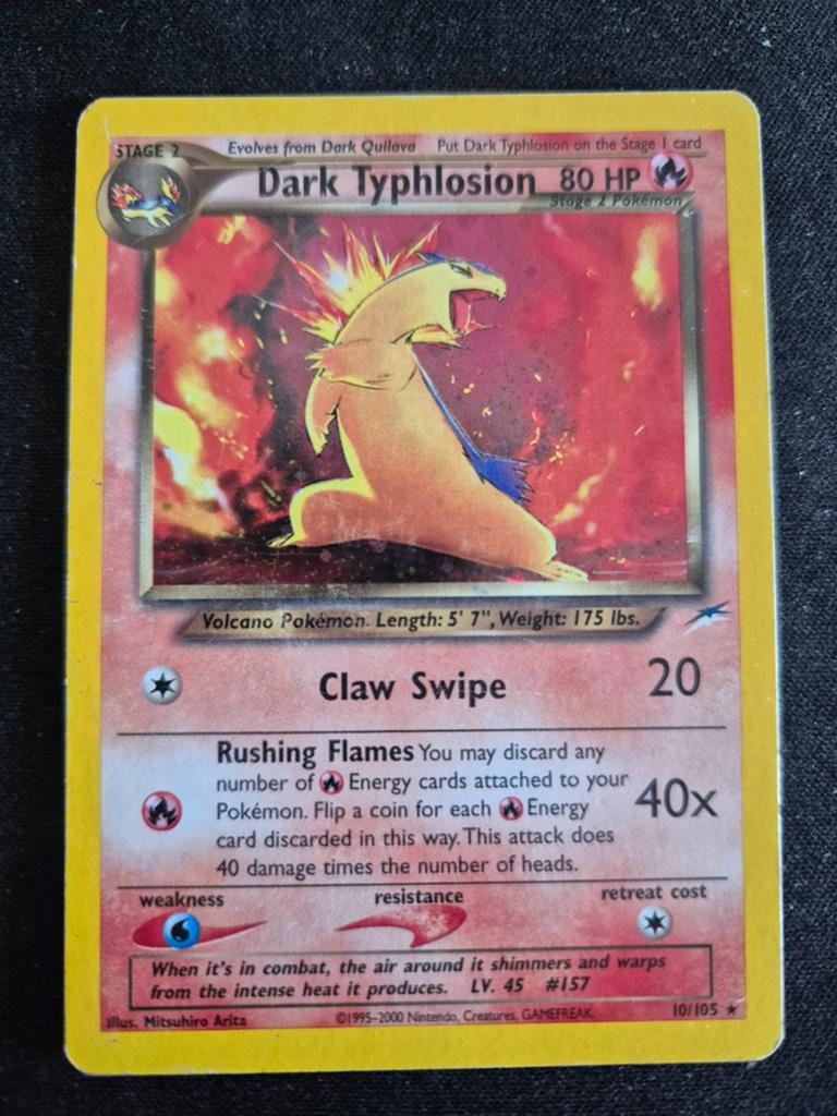 Dark Typhlosion 10/105 Pokémon Kaart - Neo Destiny, Ophalen of Verzenden, Gebruikt, Losse kaart