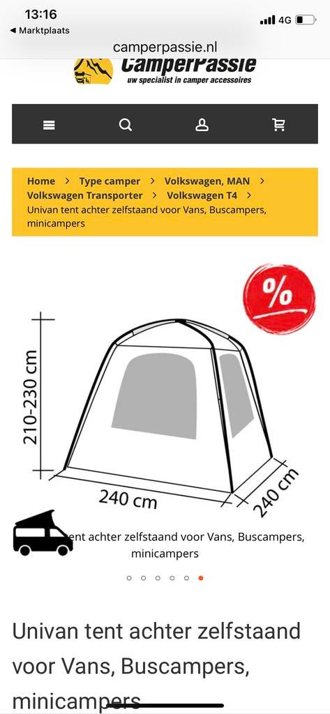 Reimo achterklep tent + vloerkleed, Caravans en Kamperen, Ophalen, Gebruikt, Tot en met 2