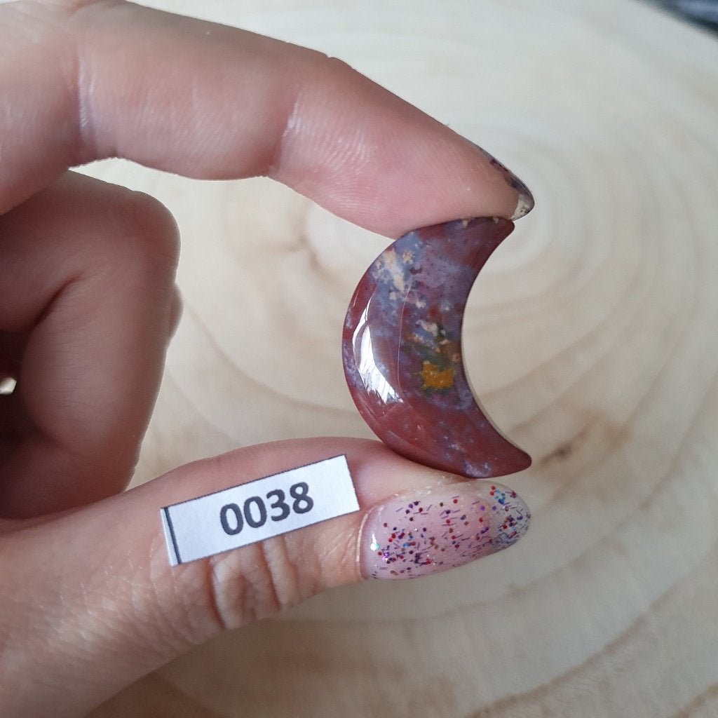 Edelsteen, Oceaan Jaspis maan 2x3 cm, NR 38, Cadeau,, D, Nieuw, Ophalen of Verzenden, D