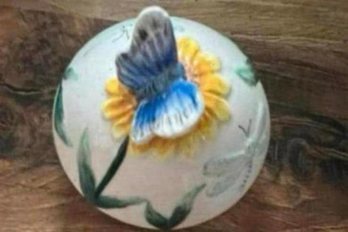 Prachtige pot met vlinders, Ophalen of Verzenden, Zo goed als nieuw, Steen/keramiek