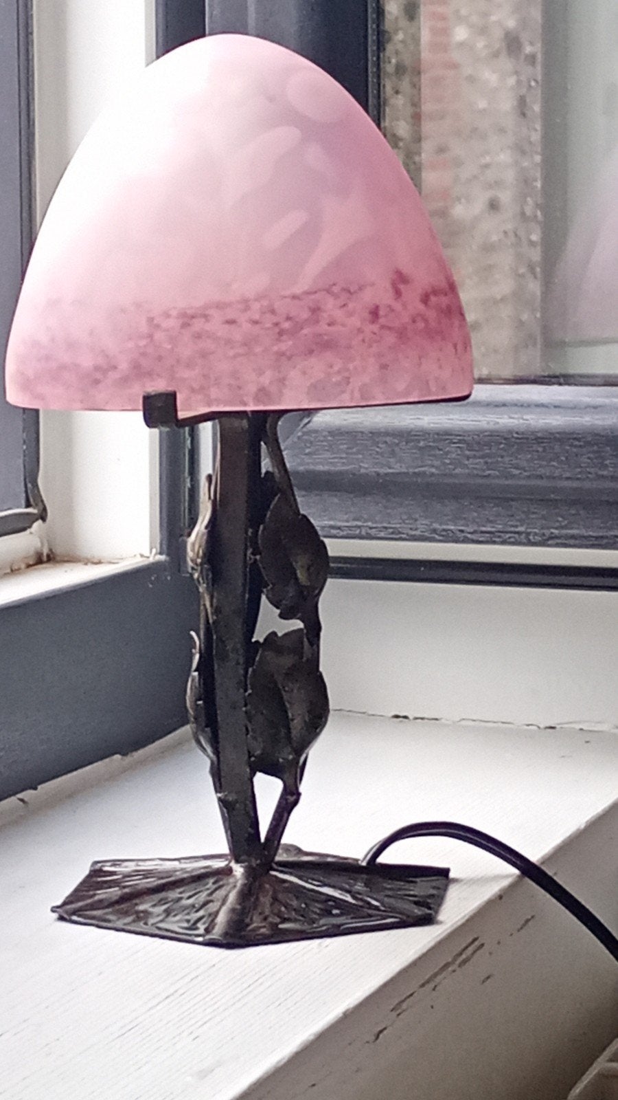 Antiek Jugendstil paddestoel lampje, puntgaaf, Ophalen of Verzenden