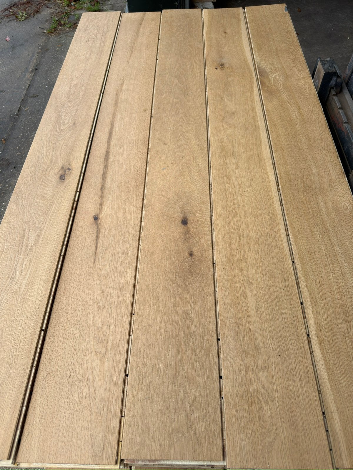 Eiken vloer 45 m2 lamelparket 19 cm breed 1,4 cm dik top 3mm, Ophalen, Gebruikt, Vloerdelen of -planken, 10 m² of meer