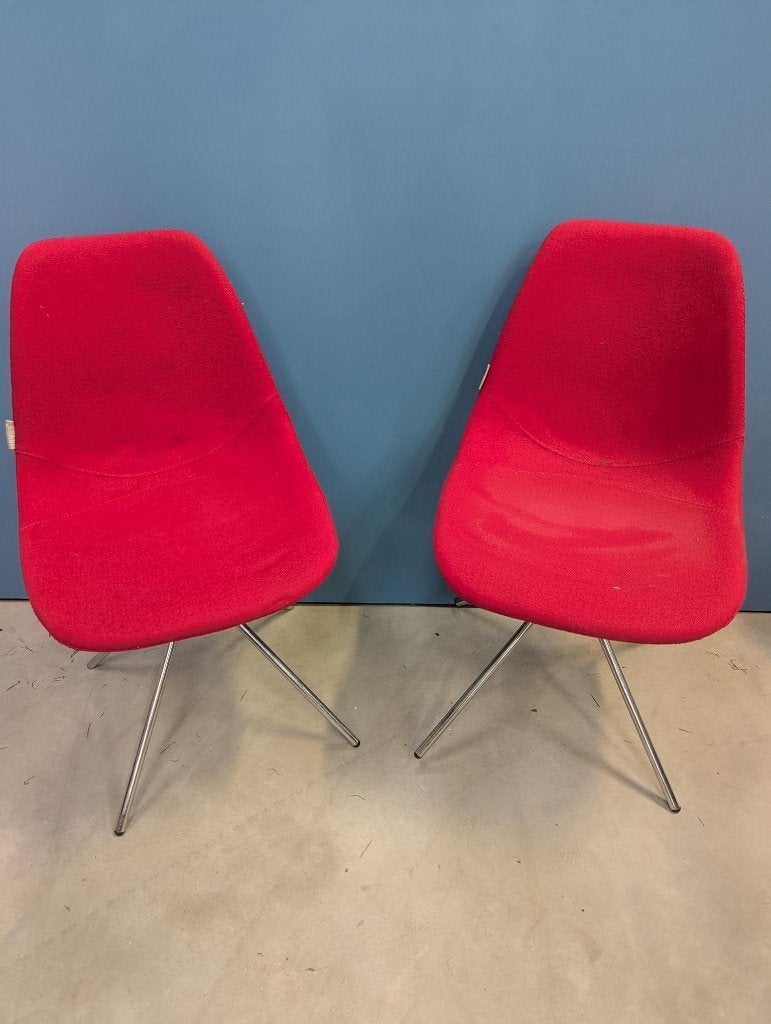 3 Stuks Zuiver stoelen - Rood, Huis en Inrichting, Stoelen, Ophalen, Gebruikt, Drie, Stof