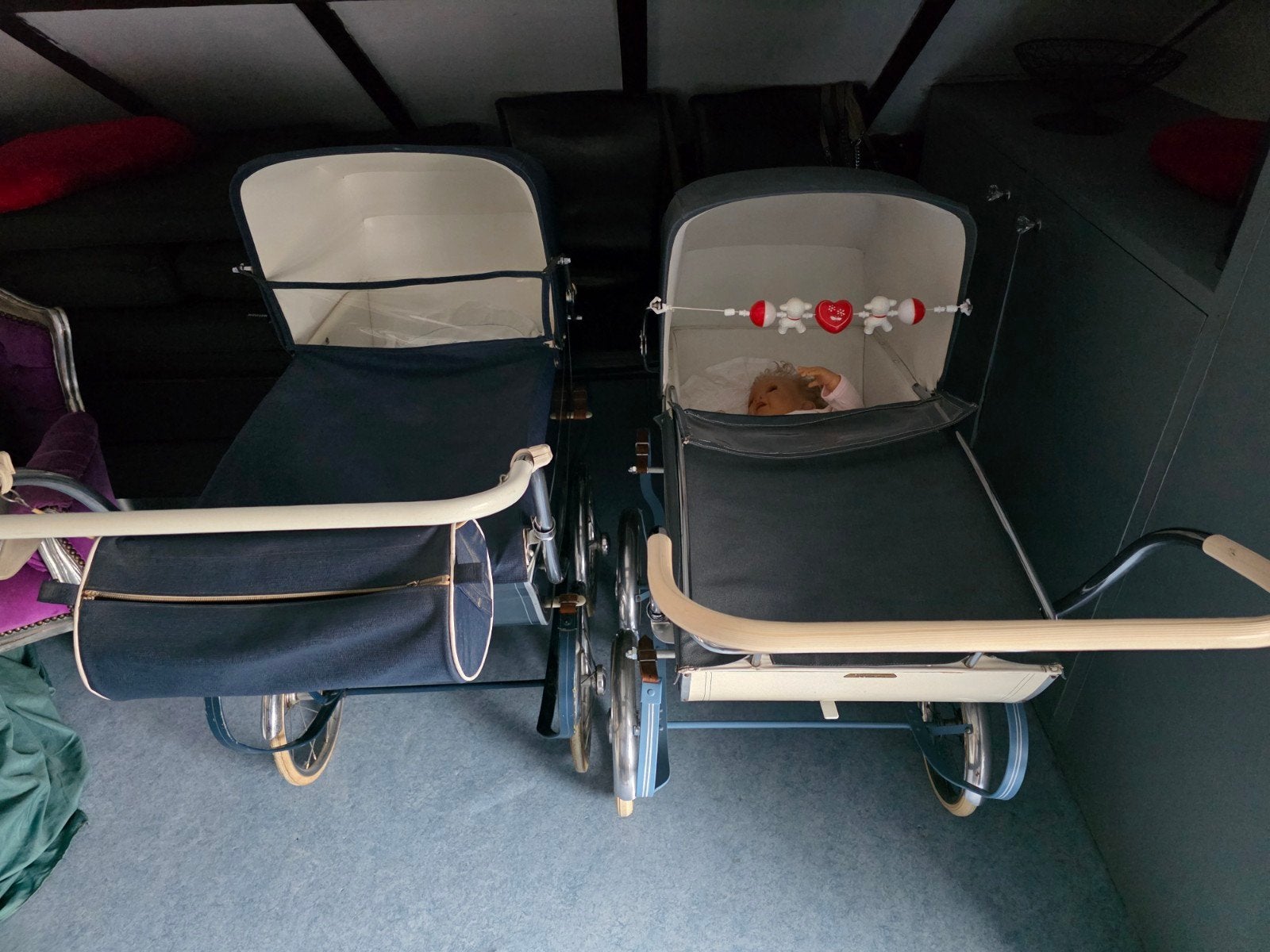 Vintage Kinderwagen - Klassieke Stijl, Gebruikt, Verstelbare duwstang, Ophalen, Kinderwagen