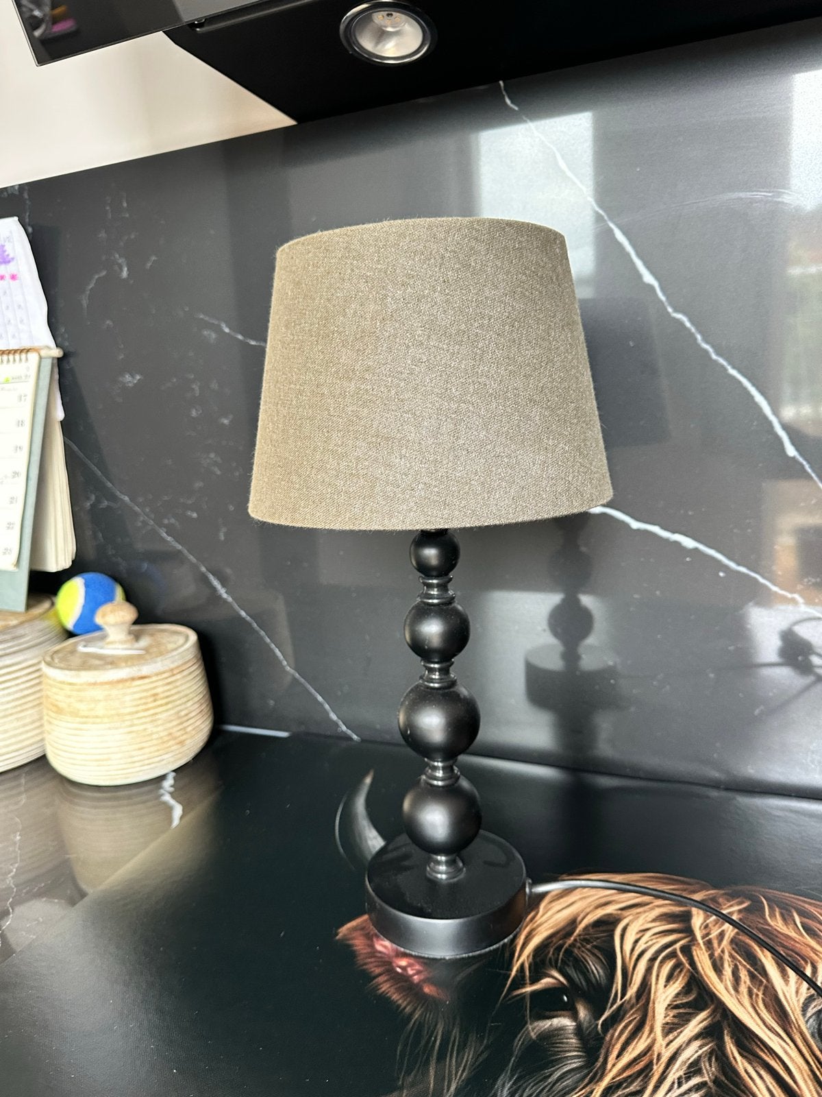 Set van 2 zwarte tafellampen met stoffen kap, Ophalen, Gebruikt, Textiel, Schemerlamp