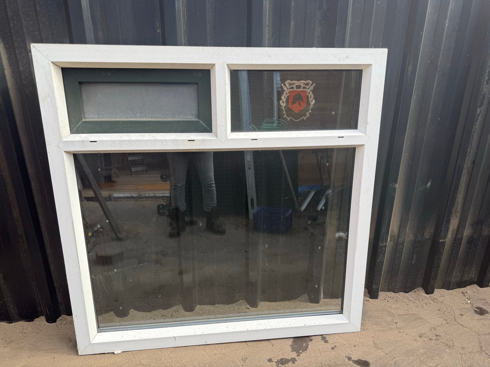 Gebruikt kunststof gevelraam met dubbelglas, Ophalen, Gevelraam of Ruit, Gebruikt, 80 tot 120 cm
