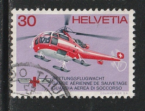 Zwitserland 1972 - Reddings Helikopter -Swiss Air, Ophalen, Gestempeld