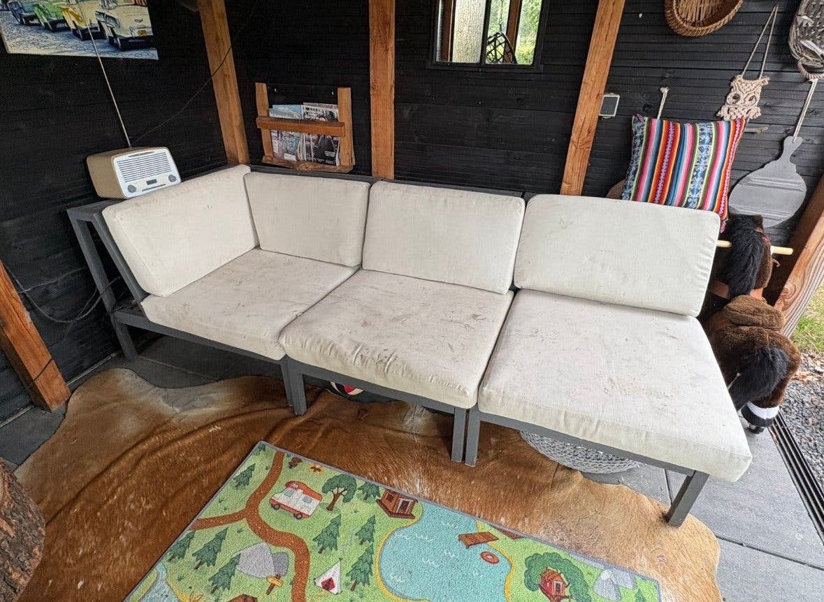 Leuke loungeset, Tuin en Terras, Ophalen, Zo goed als nieuw, Hout