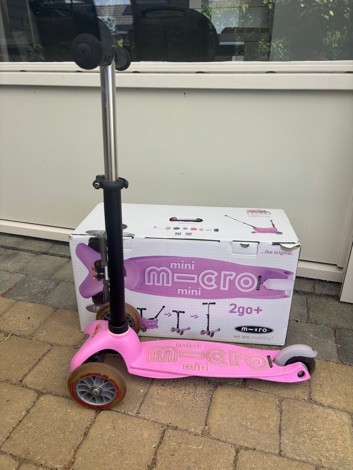 Micro Mini 2go+ roze step met zitje en duwstang, Fietsen en Brommers, Steps, Ophalen, Gebruikt, Gewone step
