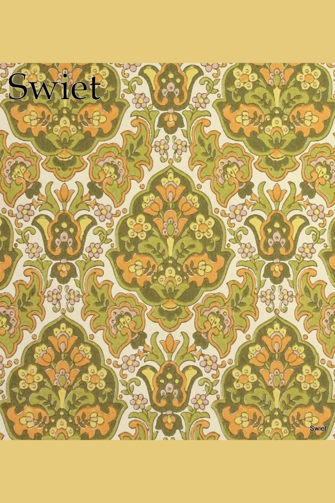 4949 behang groen oranje klassiek retro bloemen 70s swiet, Verzenden, Roze