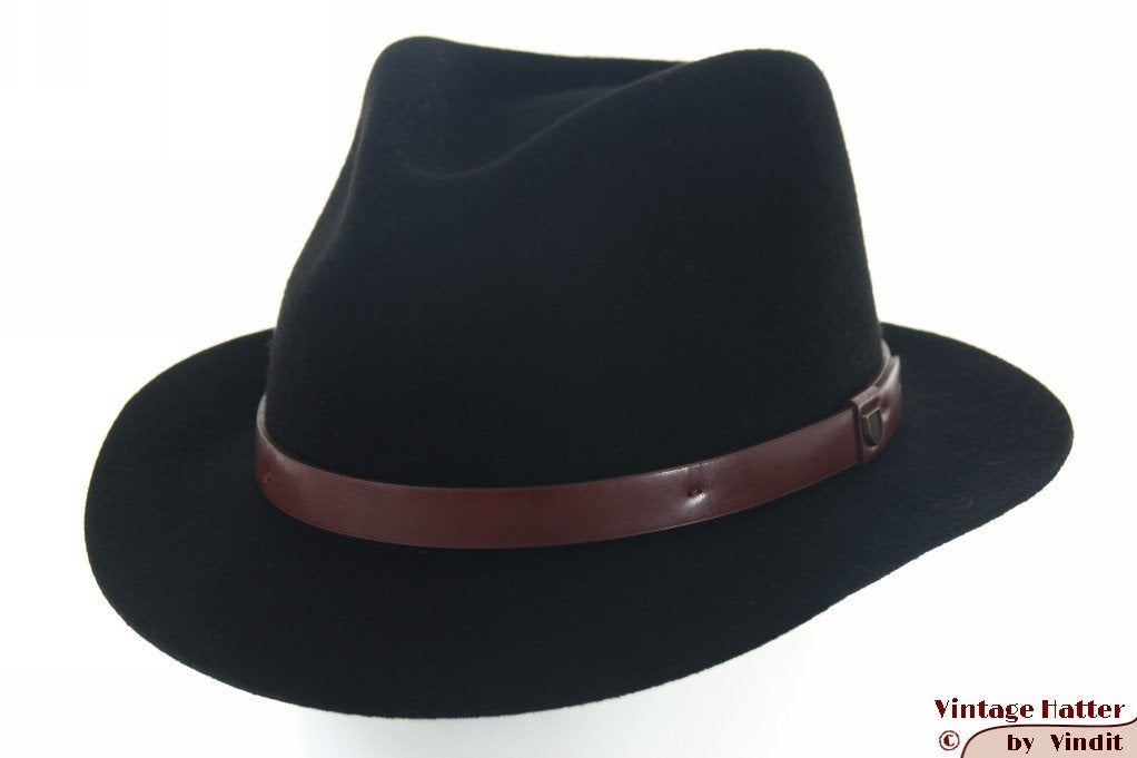 Gleufhoed Brixton Messer Short Brim zwart vilt 57-58 M Nieuw, Hoed, Nieuw, 57 cm (M, 7⅛ inch) of minder, Brixton