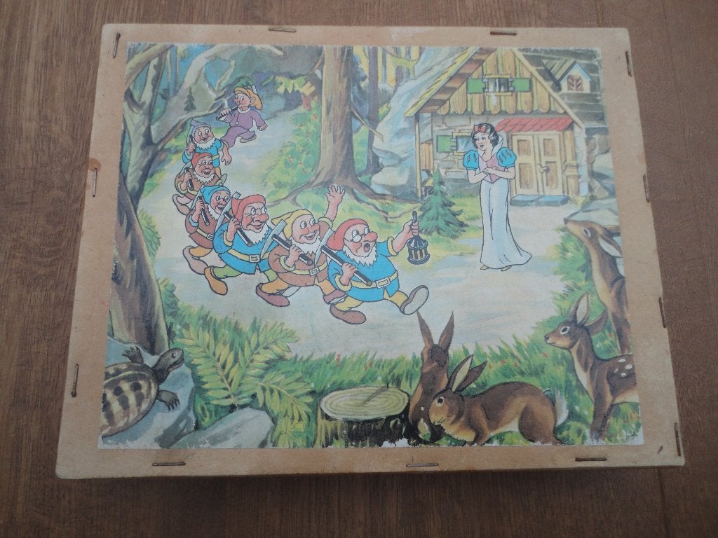 Mooie oude Disney blokkenpuzzel van Sneeuwwitje + 7 dwergen, Ophalen of Verzenden, Sneeuwwitje of Doornroosje, Gebruikt, Overige typen