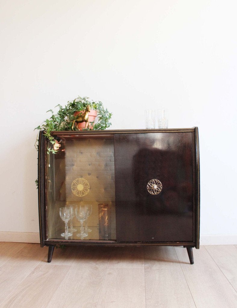 Houten vintage dressoir / bar. Retro kast / audiomeubel, Ophalen, O, O, 50 tot 100 cm