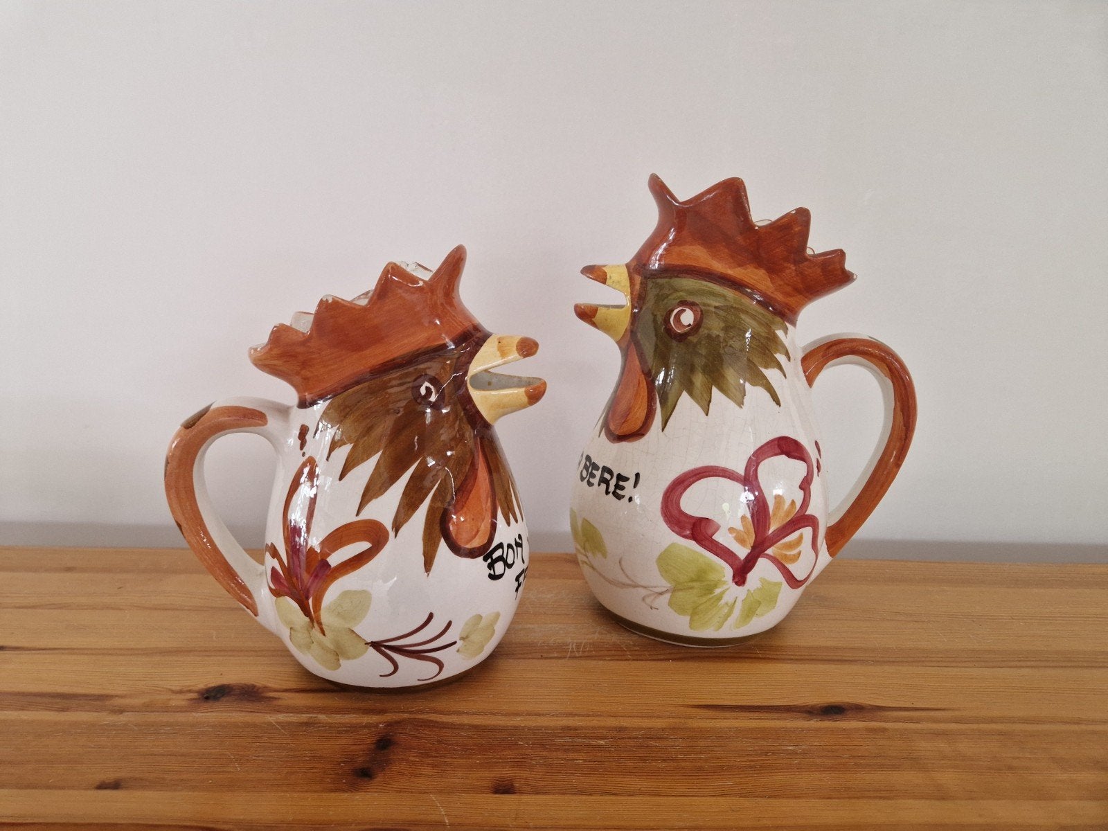 2 bassano jaren 50 kip kannen vintage keramiek, Ophalen of Verzenden