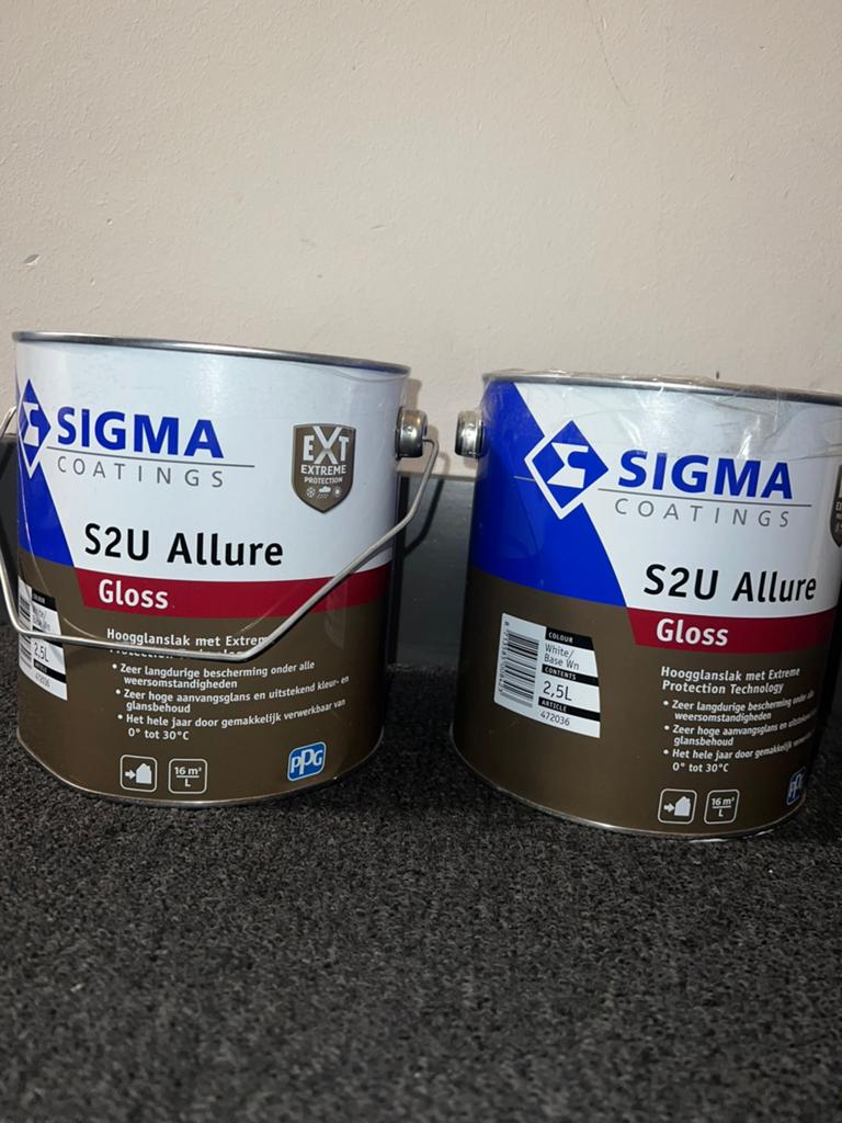 Sigma s2u allure gloss ral 7016 ral 7021 ral 9005, Doe-het-zelf en Verbouw, Verf, Beits en Lak, Ophalen of Verzenden, Zo goed als nieuw