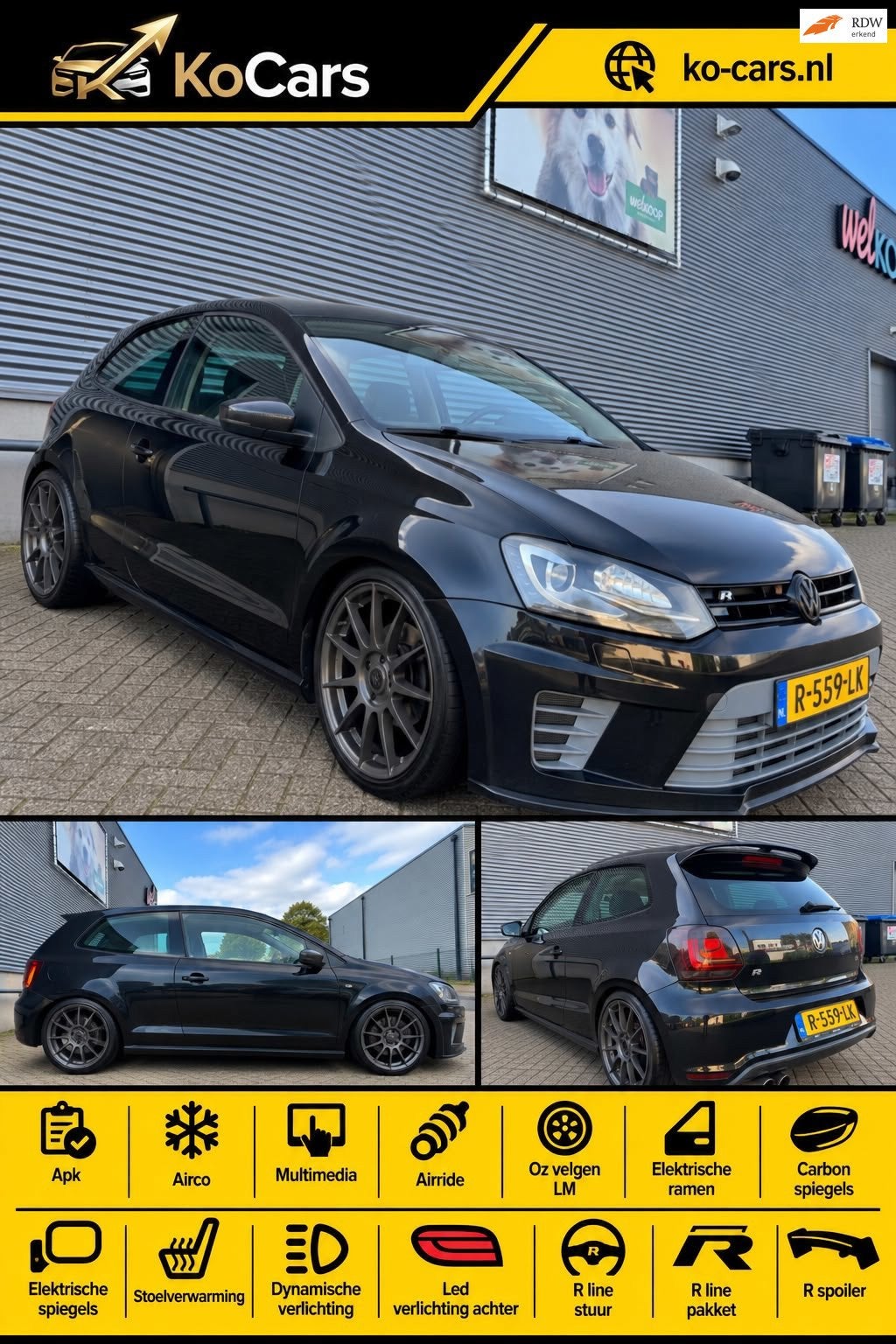 Volkswagen Polo / R line / Airco / Airride / Apk, Auto's, Voorwielaandrijving, Euro 5, Zwart, 988 kg
