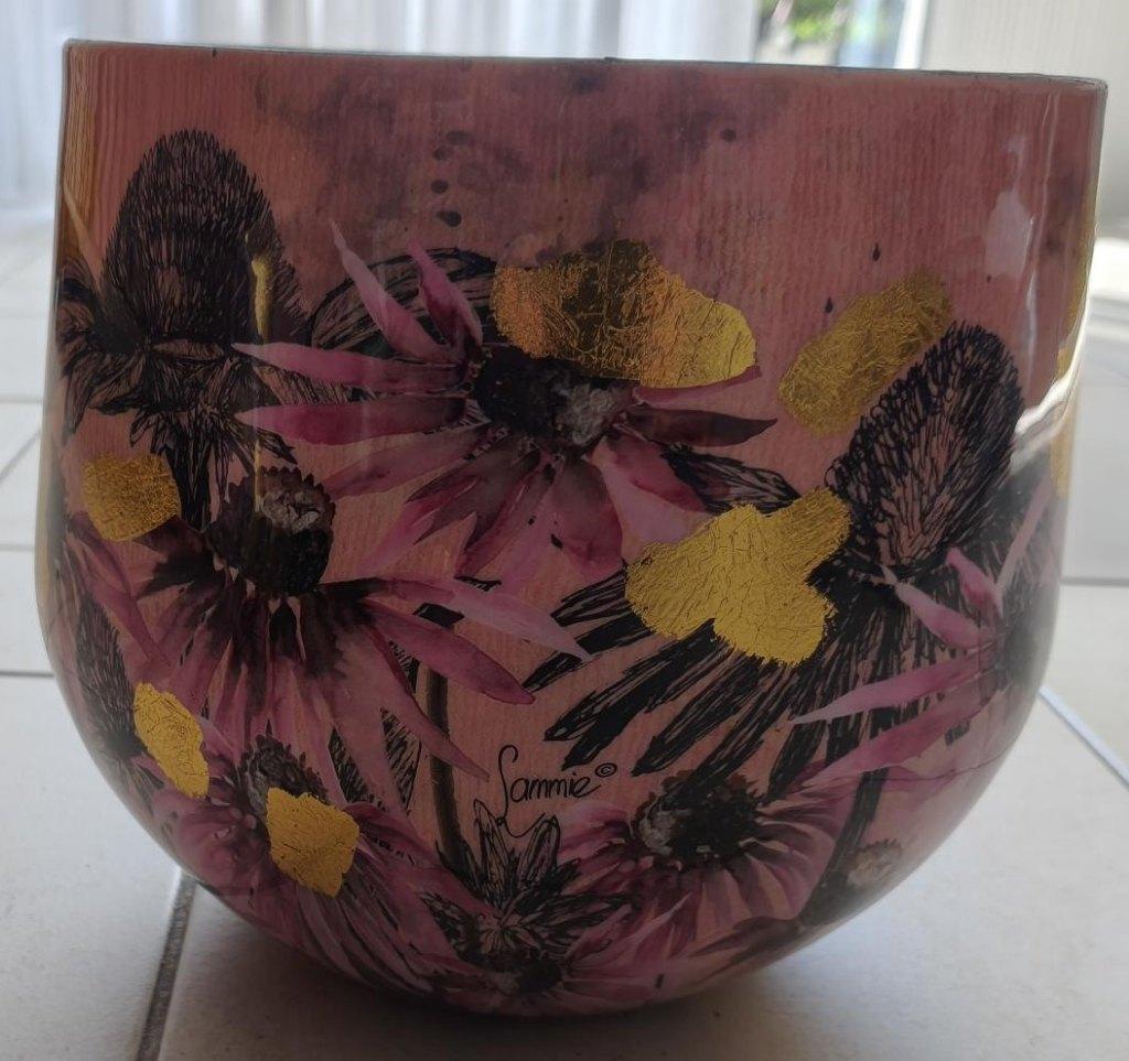 1 - TS Collection - Bloempot Polly pink - 22 - 23 ⌀, Ophalen of Verzenden, Zo goed als nieuw, Meerkleurig, Metaal