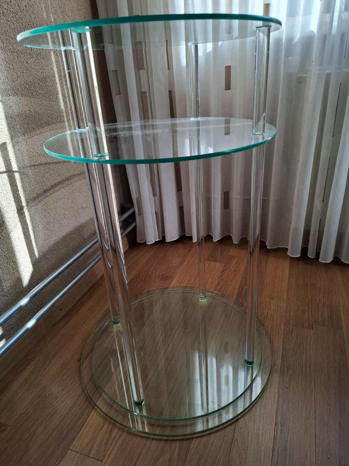 Glazen bijzettafel met 3 niveaus, Ophalen, Minder dan 55 cm, Gebruikt, Rond