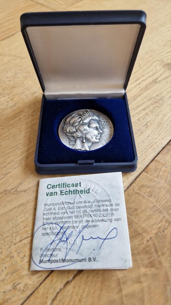 Zilveren Beatrix 50 Jaar Jubileumpenning (1988) - Verbon - M, Ophalen of Verzenden, Nederland, Munten