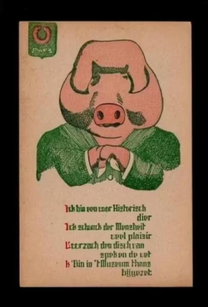 Ansichtkaart Varken Reclamekaart Gedicht Jaren 30., Verzamelen, Ophalen of Verzenden, 1920 tot 1940, Ongelopen, Overige soorten