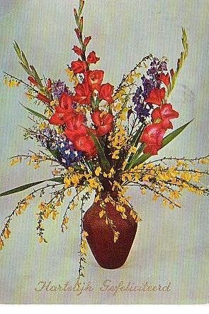 Ansichtkaart 	Bloemen	Gladiool, Verzenden, 1960 tot 1980, Gelopen, Natuur